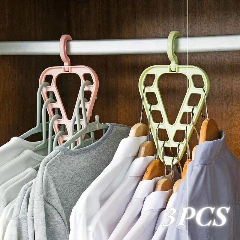 

Multifunctional Triangle Clothes Hanger 360 Dgree Rotatable Clothes Drying Plastic Scarf Clothes 9 Hole Hanger Storage Rack green-1PC