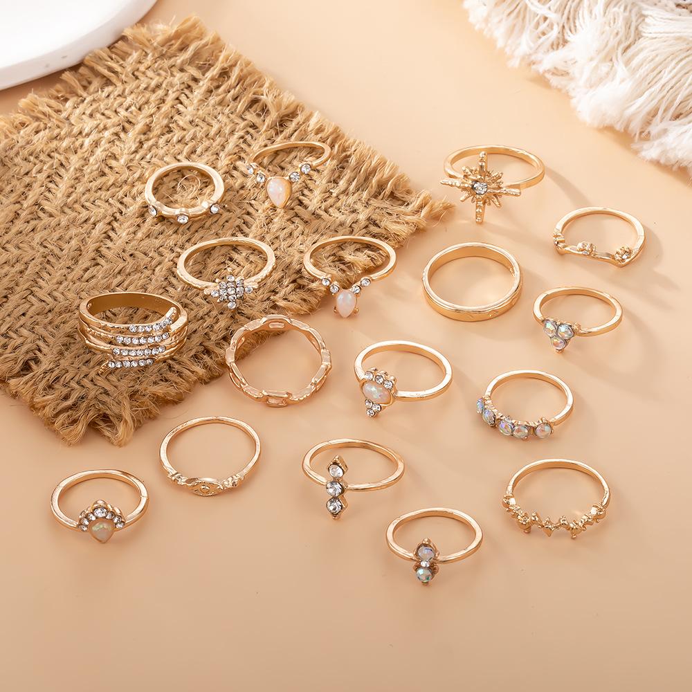 Bohemian Ring 17-piece Dot Diamond Set Women's Ring Jewelry