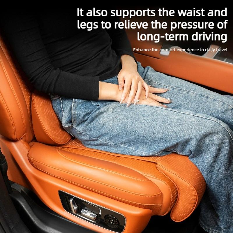 Nappa Leather Leg Support Extension Seat Cover Memory Foam Extender Cushion With Backrest Car Interior Accessories Universal Car