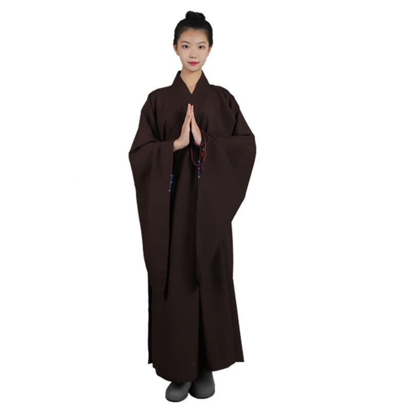 Haiqing Zen Monk Robe - Unisex, Linen, Coffee Color, All-Seasons Meditation Coat