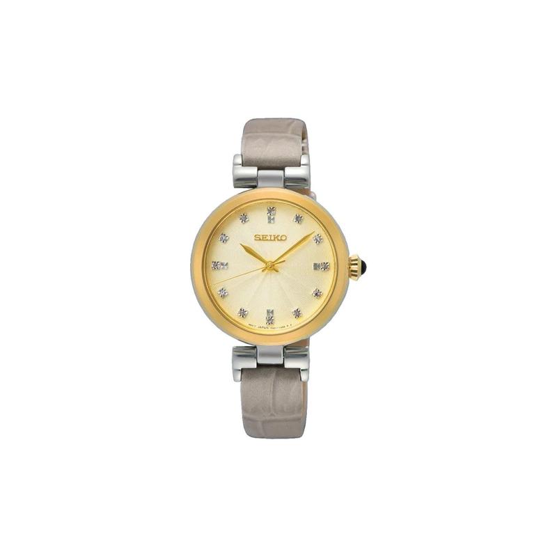 SEIKO 50 meters waterproof Quartz Steel Strap women s watch yellow dial SRZ546P1 синий