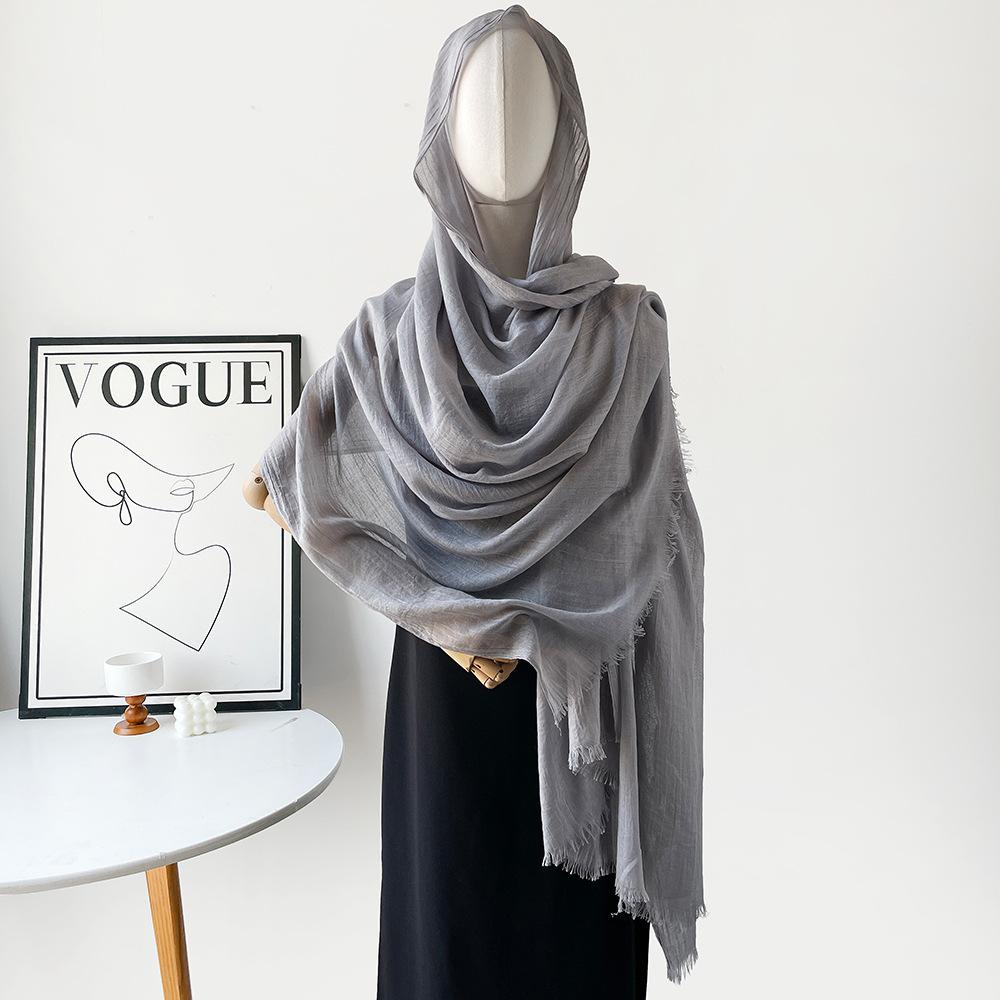 Summer versatile cotton and linen scarf shawl lengthened solid color yarn shawl sunscreen shawl simple scarf silk scarf women