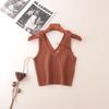 American Fashion Brand Double V Neck Rib Camisole Summer Sleeveless Fashion Fashion Solid Color Outerwear Knitting Tops