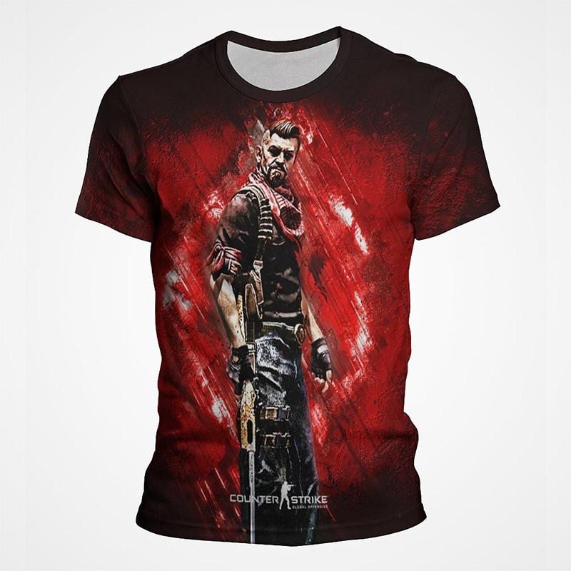 Shooting Game CS GO Pattern 3D Printed T-shirt Men's Summer Short Sleeved Round Neck Top Trendy Harajuku Fashion Streetwear