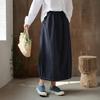 Women Vintage Skirts Solid Color Elastic Waist Cloths Spring Pockets A-Line Soft Skirts