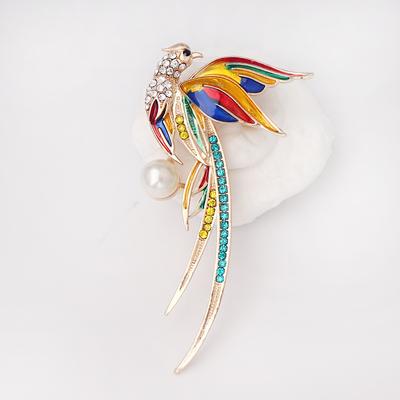 Temperament Phoenix Brooch Exquisite Rhinestone Long Tail Phoenix Brooch Fashionable and Versatile Clothes Bags and Accessories