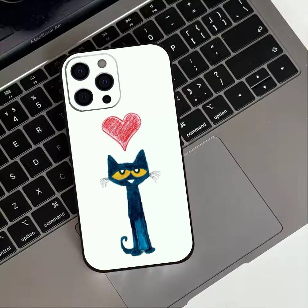 P-Pete-S C-Cat Cute Pattern Phone Case For iPhone 17, 16,15,14,13,12,11 Plus,Pro Max, Others Soft Black Cover