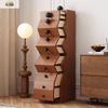 Solid Wood Irregular Five-Drawer Cabinet with Bead Design - Unique Living Room Storage Shelf
