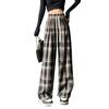 Damenmode Temperament Karierter Druck Lockere Lässige Elastische Taille Gerade Hose Tide Hose
