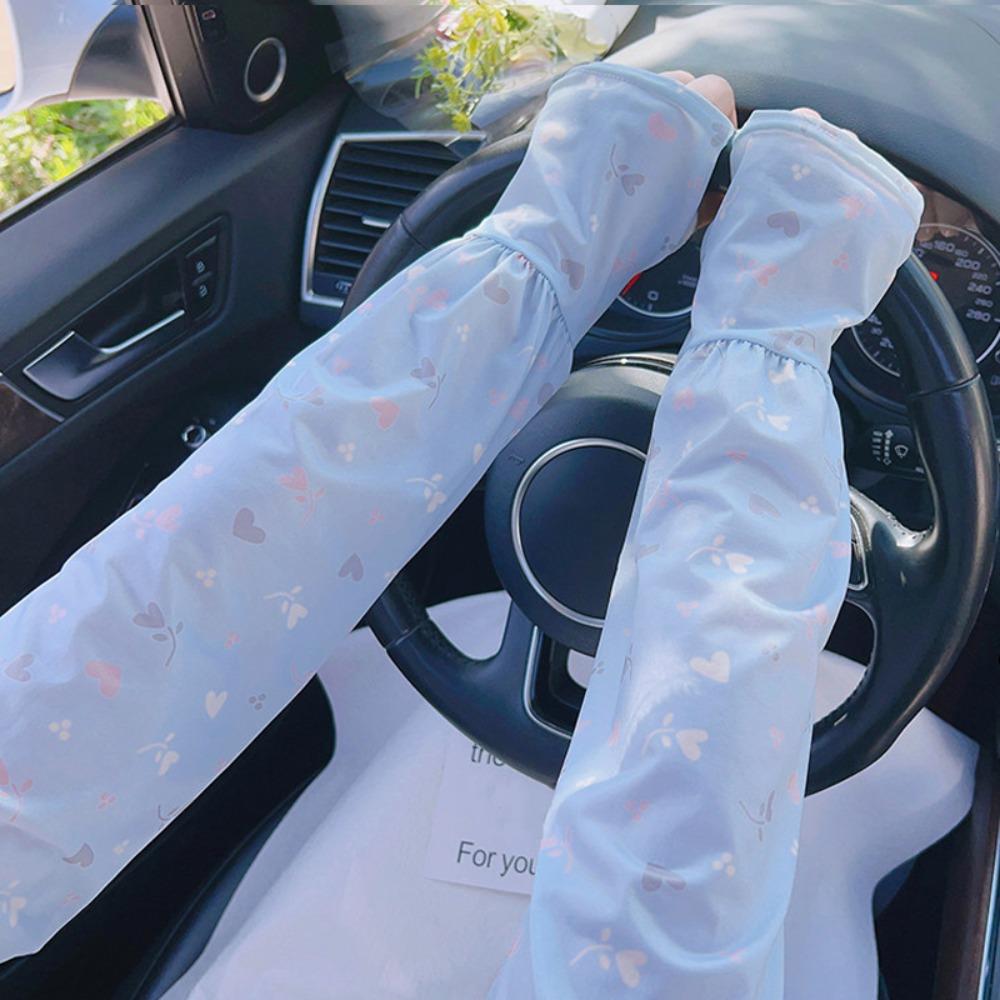 Cooling Material Arm Sleeves Breathable Sun Protection Sleeves Cute Ice Silk Sleeve Hiking