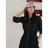 Shirring Point Hood Detail Zip Up Dress  Er2wo362 