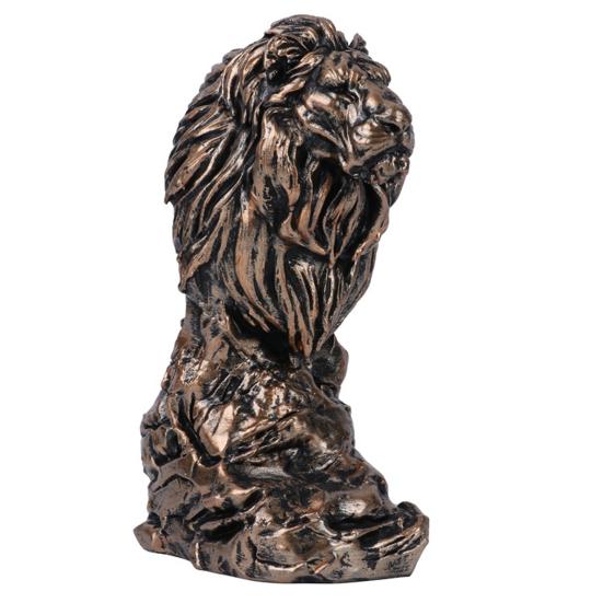 Animal Head Statue Resin Lion Figurine Rhinoceros Statue Retro Style Lion Buffalo Sculpture for Office Bedroom Living Room Decor