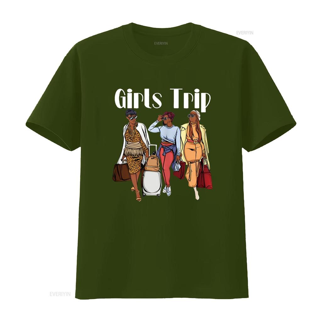 Girls Trip 2023 For Black Party Women on Vacation T Shirt vintage Washed Top For Everyday Wear Slightly Stylish Soft streetwear