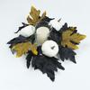 Halloween Candle Wreath Black Maple Leaf Pumpkin Candlestick Wreath Artificial Flower Garland Home Festival Decoration Supplies