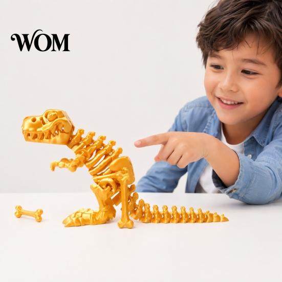 Desktop Dinosaur Ornament 3D Printed Figure, Movable Joints Smooth Opening Decoration, Tyrannosaurus Rex Model Gradient Metallic Texture Mini