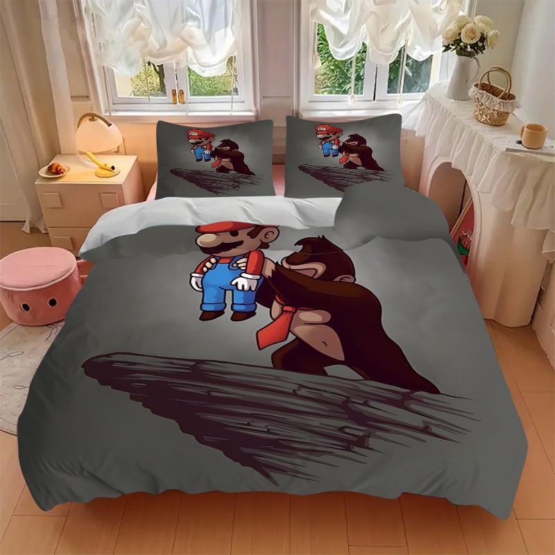3pcs bedding set Mario Demon Includes 1 Comforter + 2 Pillowcases, Without Pillow Inserts, Soft Comfortable,a0910248