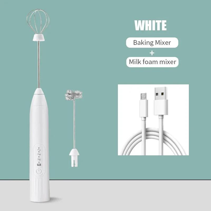Portable Electric Milk Frother USB Egg Beater Hand Coffee Whisk Rechargeable Foam Mixer Home Kitchen Milk Frother Foaming