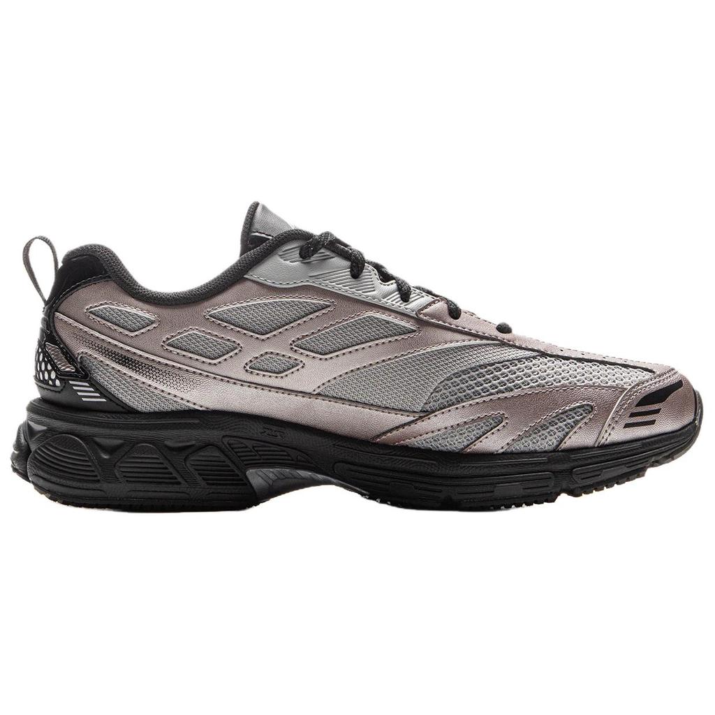 Li-Ning Fuyou 2.0 V2 Tecido Retrô Couro Sintético Amortecimento Suporte Respirável Retorno Tênis de Corrida Cano Baixo Masculino Tênis Cinza Prata ARXV001-2