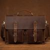 Vintage Handmade Crazy Horse Leather Handbag Large Capacity Briefcase For Men 15" Laptop Bag Work Business Bag