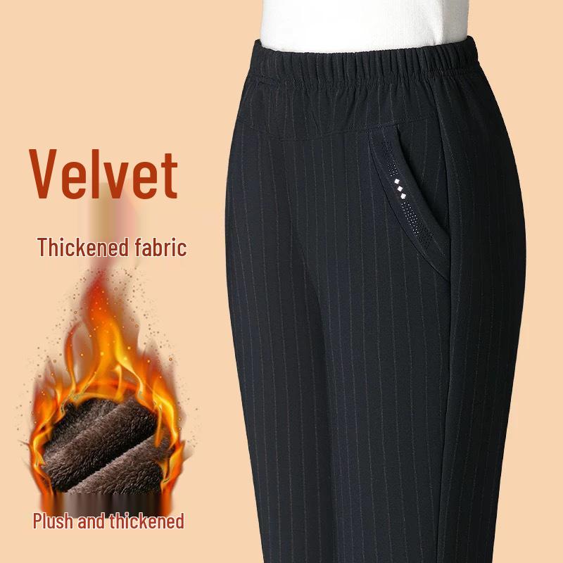 

Брюки большого размера на флисовой подкладке для женщин среднего возраста - Свободные, Толстые, Повседневные Прямые для Весны, Осени и Зимы 4XL for 125-140 lbs