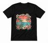 Puerto Rico Sunset Palms Tropical Beach Graphic Tee Black T-shirt