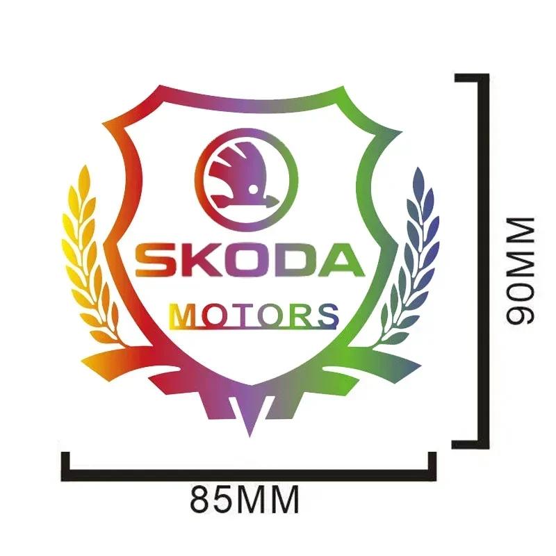 EMIW1 Car Window Emblem Colorful Sticker Badge Decal for Skoda Octavia Rapid Karoq Superb 3 Fabia 1 2 Kodiaq RS Yeti Vision Roomster