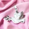 Sterling Silver Dove Pendant Necklace: Garnet Bird Jewelry