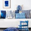 Boho Blue Geometric Series Linen Cushion Cover Throw Pillow Case Modern Minimalist Home Decor Pillowcase Pillow Cover for Couch