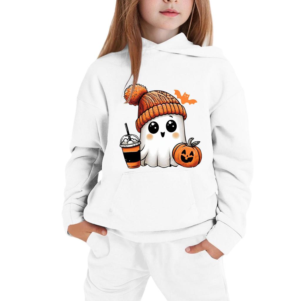 Kids Pullover Hoodie with Halloween Print for Boys Girls