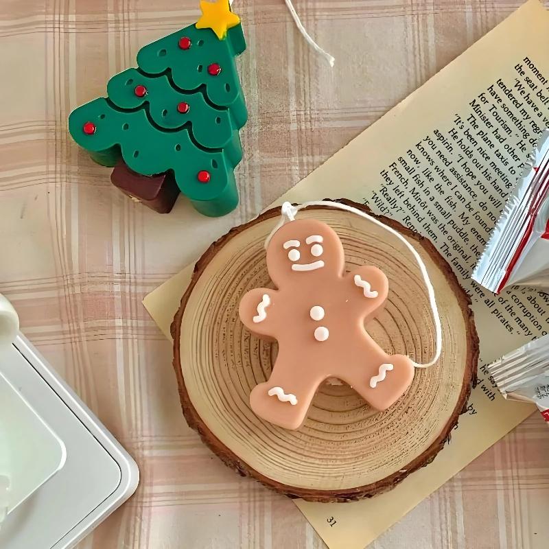 3pcs Silicone Candle Mold Set Christmas Tree Gingerbread Man Snowman DIY Drawing Animation Yeso Clay Resin Decoration Mold