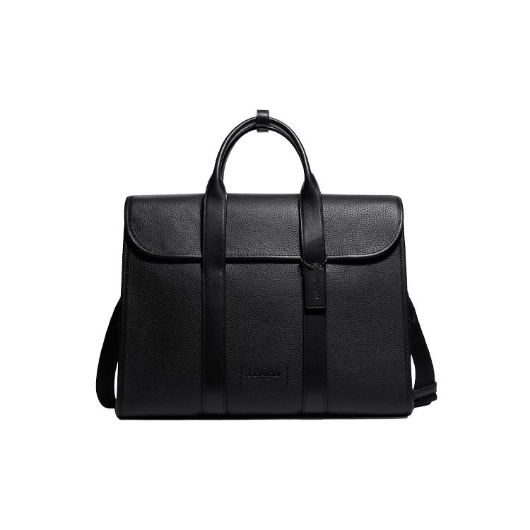 

Coach Gotham 39 Flap Pebble Grain Leather And Refined Calfskin Laptop Briefcase Large Men briefcase Black C5318-JIBLK Basic Set (Bag+Dust Bag)