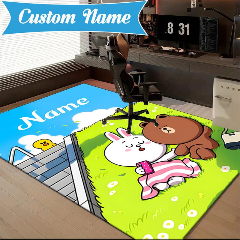 Custom Name Valentine's Day Sweet Treats Rug for Living Room, Game Rooms, Office, Bedroom, Floor Mat Playful Design, fan gifts Christmas decor