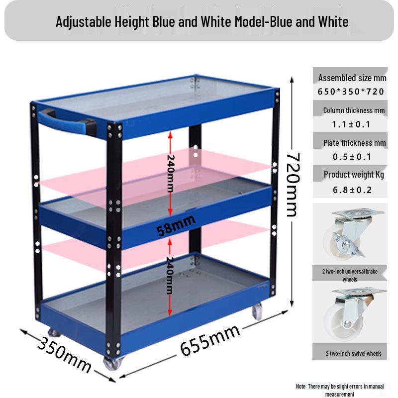 Three-Tier Mobile Tool Cart for Workshop Storage and Repair