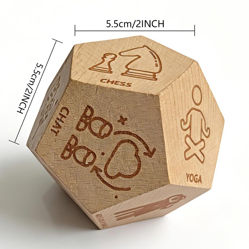 Cross-Border Twelve-Sided Wooden Dice Set: Laser Engraved Fun Bar Drinking Game Dice for Couples