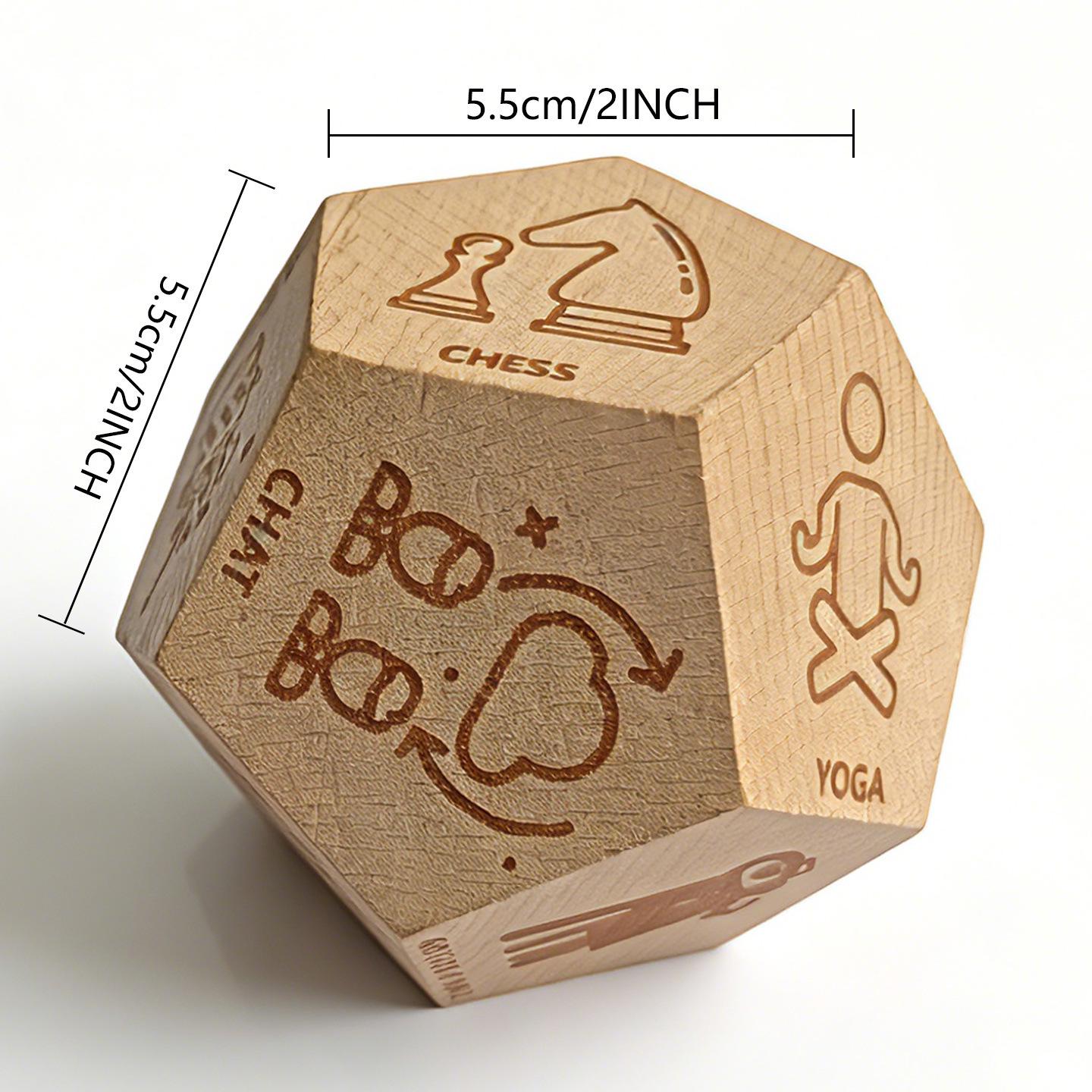 Cross-Border Twelve-Sided Wooden Dice Set: Laser Engraved Fun Bar Drinking Game Dice for Couples