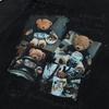 Amerykańska koszulka z krótkim rękawem z nadrukiem kreskówkowego misia teddy i modnym designem high street dla mężczyzn na lato, postarzana, prana, z okrągłym dekoltem