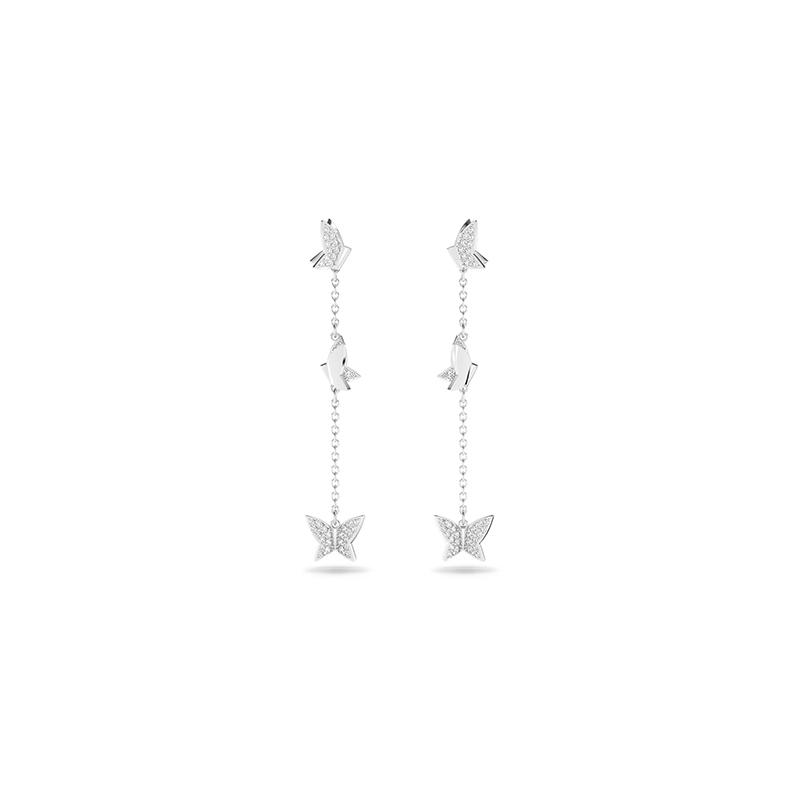 Swarovski Lilia flying soft butterfly artificial crystal, rhodium plated earrings for women 5636423
