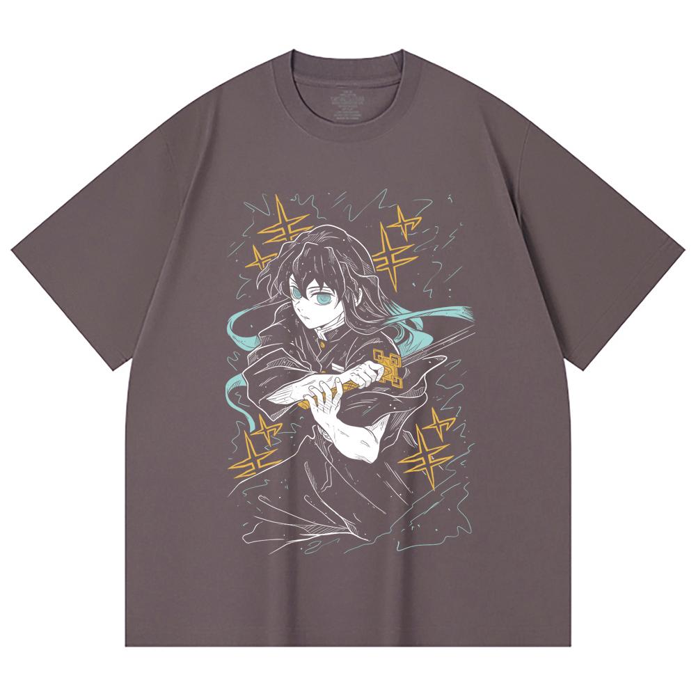 230 g/m² 100% Baumwolle Demon Slayer V46 Tokito Aufdruck Unisex Schweres Baumwoll-T-Shirt