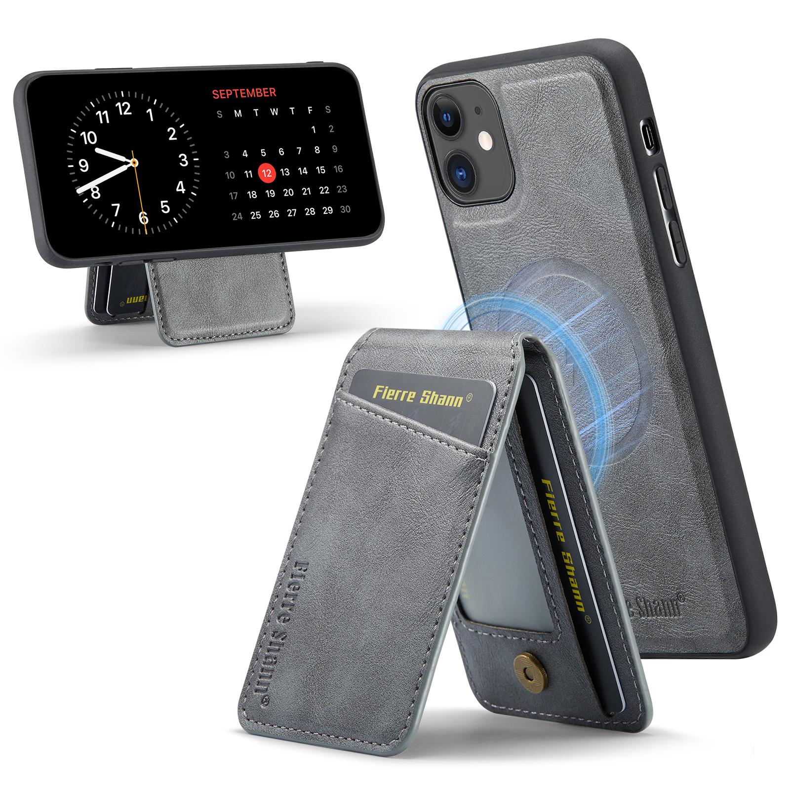 

025 Style For iPhone 11 Case Leather+TPU Phone Cover Detachable Card Bag Grey