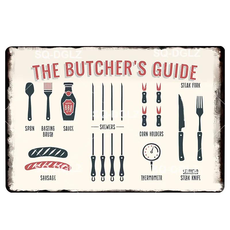 Metzgerei Vintage Metall Zeichen Frische Bauernhof Dekor Zinn Zeichen Pub Teller Fleisch Detail Metall Handwerk Malerei Plaketten Kunst Dekoration