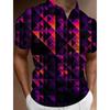 Trendy Wolf Forest Print Short Sleeve Polo, Casual Men's Top