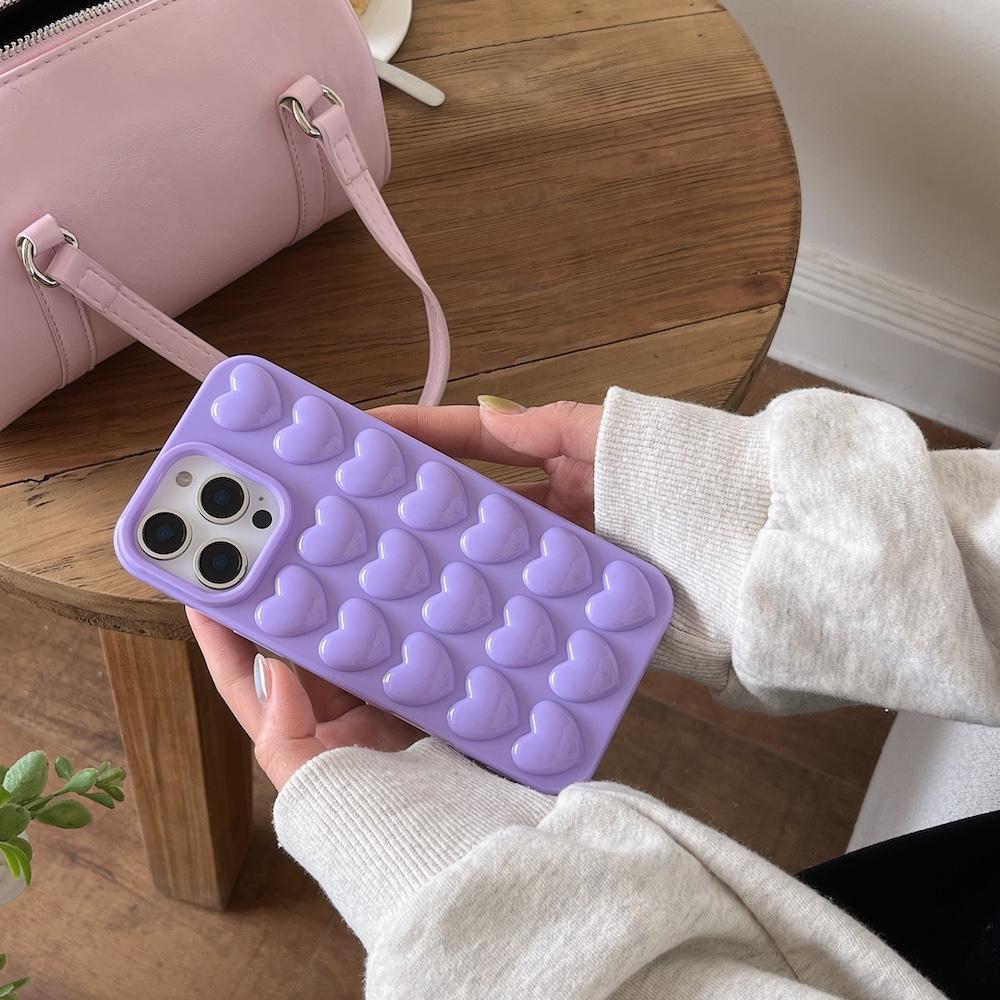 INS Stylish 3D Heart Design Mobile Phone Case for iPhone 16 Pro Max 15 Y2K 15 Plus-Trending Protective Shockproof Cute Cover