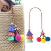 Tote Bag Decoration Tassel Pendant Retro Ethnic Style Straw Canvas Natural Shell Decor Colorful Fur Ball Keychain Handbag Accessory Handmade Beaded