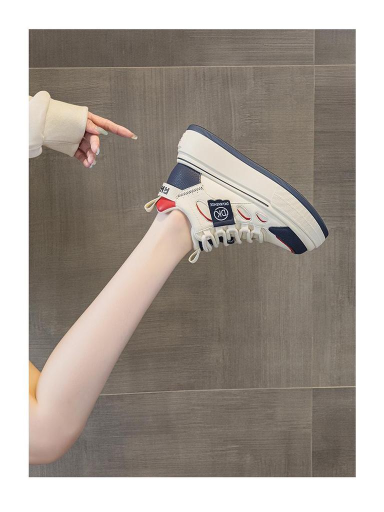 Women's Genuine Leather Velvet Platform Sneakers - Warm, Thick-Soled, Casual High-Tops for Spring 2025.