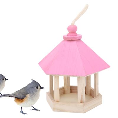 Wooden Bird Feeder Handmaking Outdoor  Ing Parrots Birdhouse Feeder with Roof