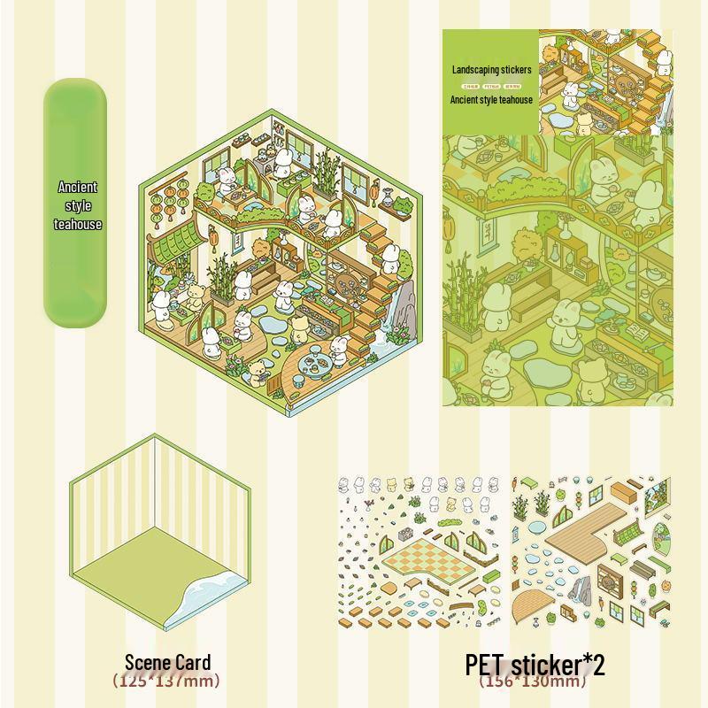 

Мультяшні 3D Наліпки з Пейзажами - Великі, На замовлення, Милі Мініатюрні Декорації Сцен