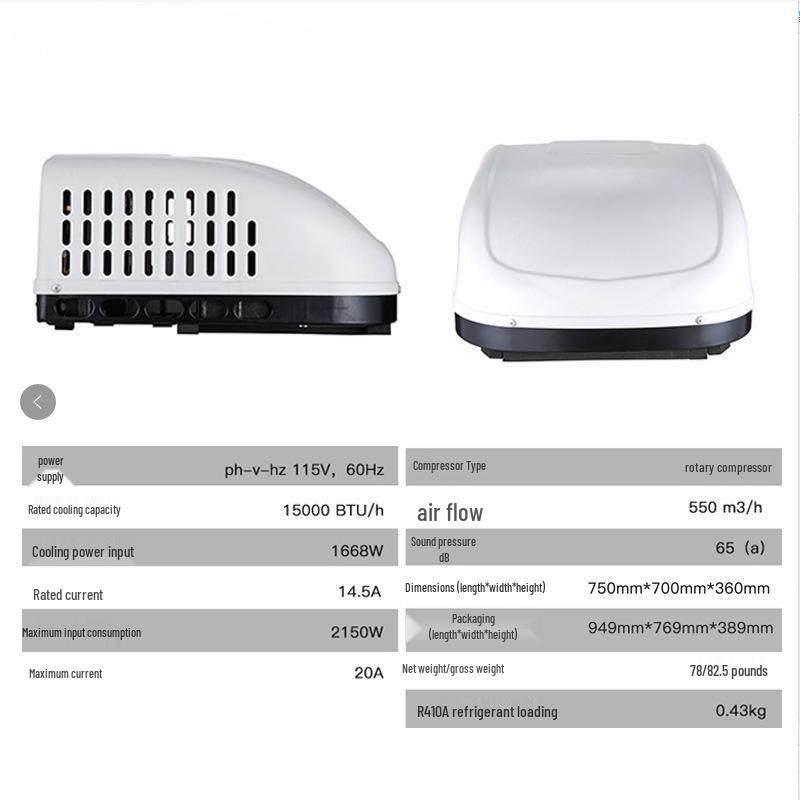 RV Rooftop Air Conditioner 115V/220V, Large Cooling Space, Suitable for Dining Car Parking