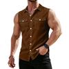 Men's Workwear Lapel Button-Down Vest Shirt - Lightweight Sleeveless Top