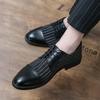 Fashion Fashionable striped design men's leather shoes Trendy and versatile styles Wedding party outdoor casual business men's shoes