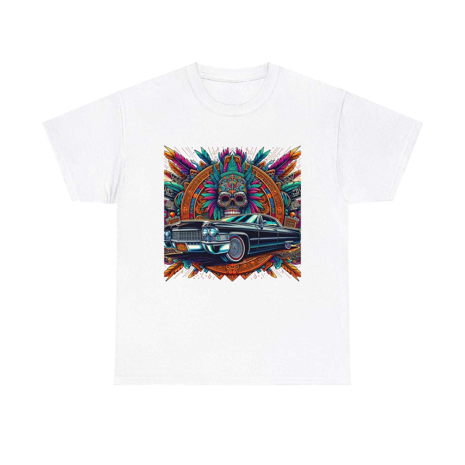 Unisex Adult T Shirt Lowrider Chicano Artwork Aztec Skull Homie Cholo Cali Tee S